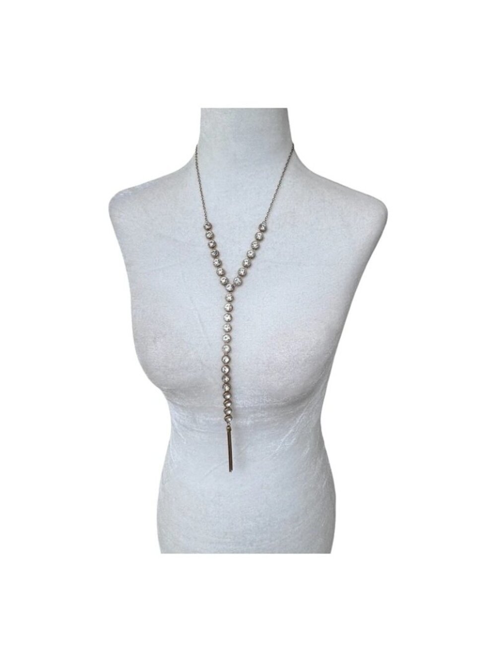 Gold and Rhinestone Y Necklace Adjustable Tassel Women Formal